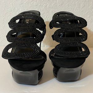 Pleaser Day & Night Deluxe Black Bling High Heel Shoes